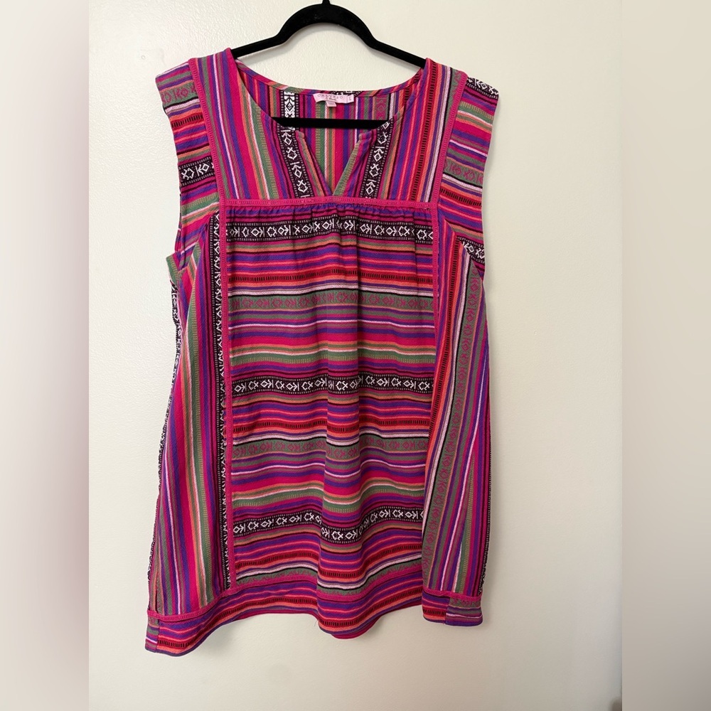 177. CALYPSO ST. BARTH Ethnic Colorful Stripe Sleeveless Mini Sundress